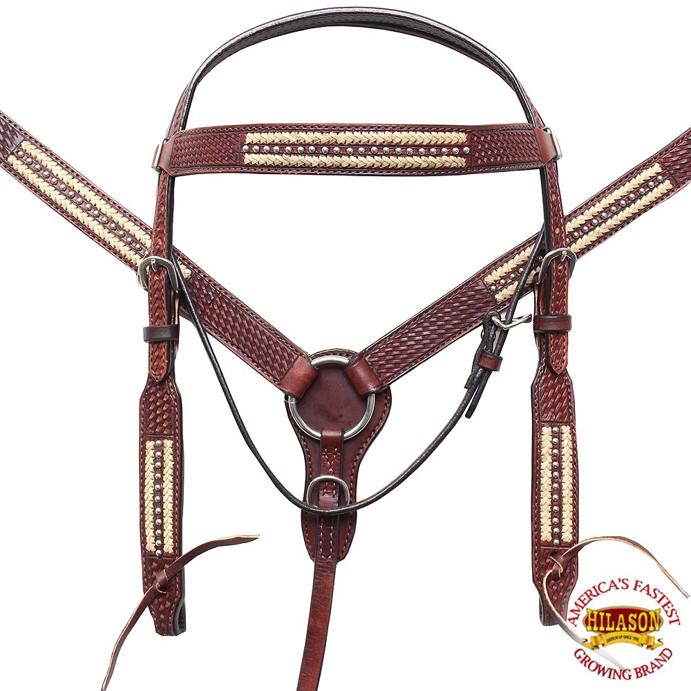 Western Horse Headstall Breast Collar Set Tack American Leather Brown