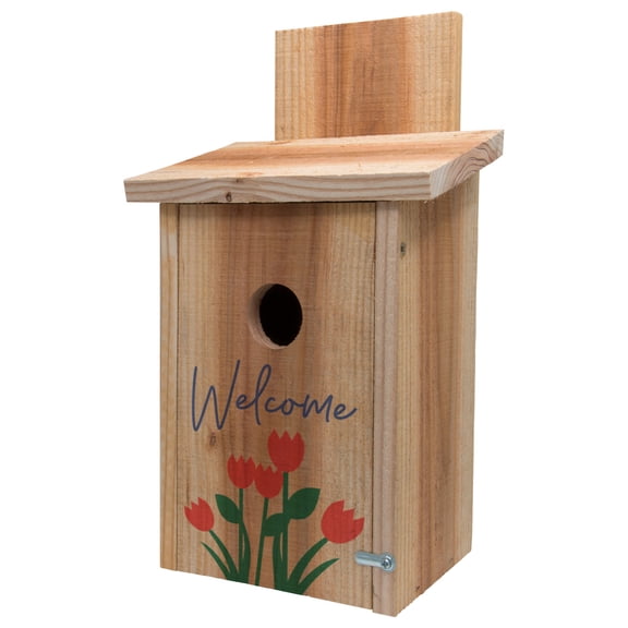 Cedar Blue Bird House Decorative Tulips