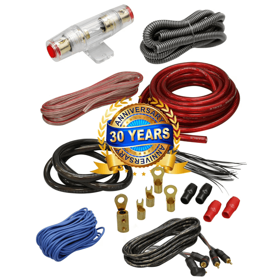 Absolute USA Complete 2500W 4 Gauge 4 Channel Car Amplifier Installation Wiring Kit Amp Red