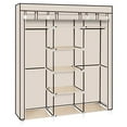 thumbnail image 5 of 59 inches Portable Closet Wardrobe, Non-Woven Fabric Closet Storage Organizer with 2 Hanging Rods &9 Storage Shelves, Quick and Easy Assembly (Beige), 5 of 7