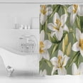 thumbnail image 4 of Extra Long Shower Curtain 72x84 Inch, Verdant Flower Patterns Shower Curtain Waterproof Bathroom Decor Green White Spring Floral Fabric Bath Curtain Set Accessories with Hooks, 4 of 6