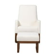 thumbnail image 2 of Pemberly Row White Upholstered Brown Wood 2-Piece Chair and Ottoman Set, 2 of 10