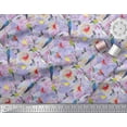 thumbnail image 3 of Soimoi Purple Poly Georgette Fabric Floral,Parrot & Hummingbird Bird Decor Fabric Printed BTY 42 Inch Wide, 3 of 3