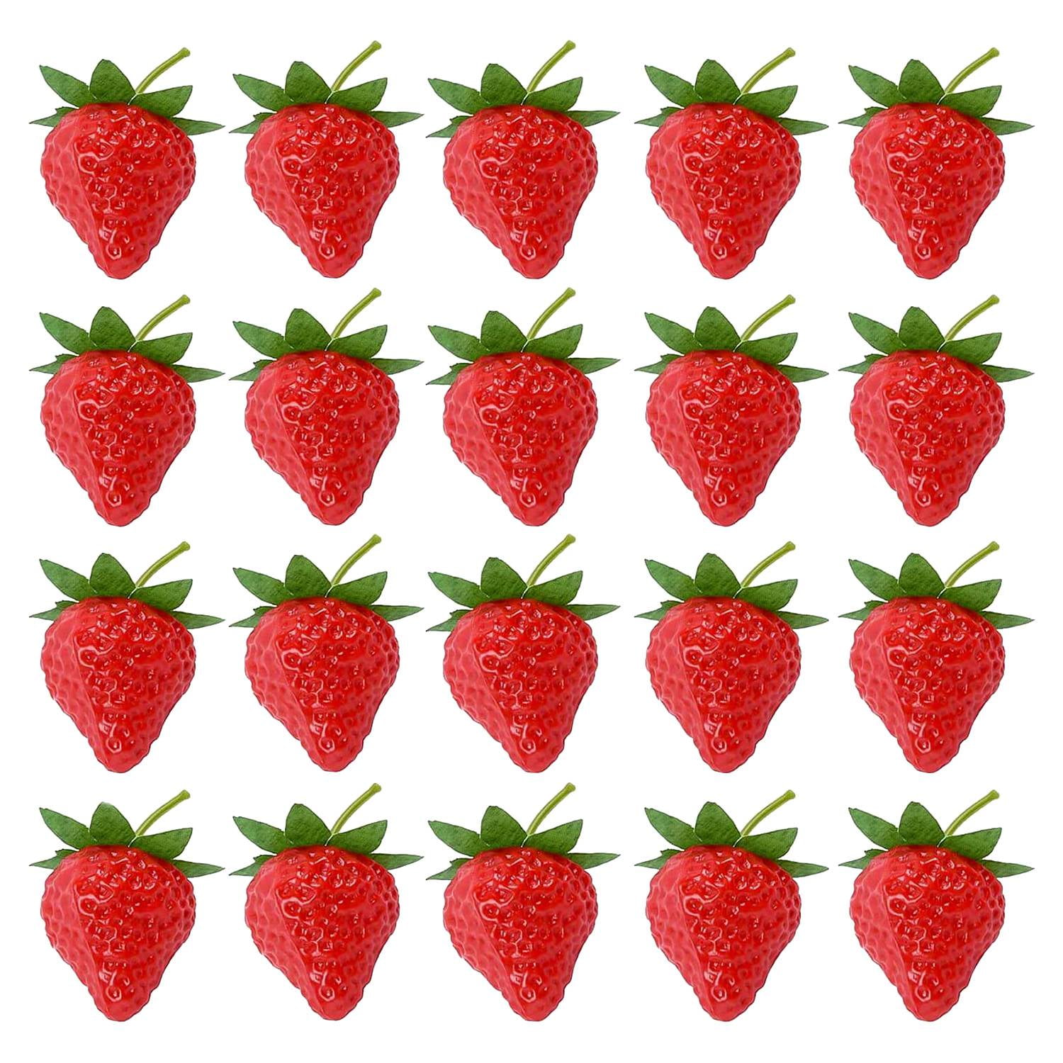 CUXIN Artificial Strawberries 20pcs Fake Strawberry Artificial Fruits Lifelike Red Strawberry for Decoration Arrangements Home Kitchen Decor 20pcs Mixed