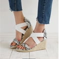 thumbnail image 3 of Womens Platform Wedge Sandals Ankle Strappy Open Toe Slingback High Heel Summer Sandals, 3 of 5