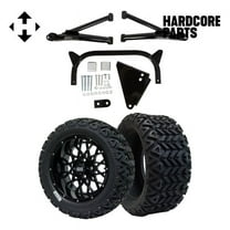 Hardcore Parts 6" A-Arm Lift Kit for Yamaha G8-G14/G16/G19/G20 Golf Cart with 14" Black 'Venom' wheel Wheels and 23"x10"-14 DOT rated All-Terrain tires