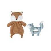 Modern Moments by Gerber Infant Unisex Plush Velboa Lovie & Rattle Toys, 2-Piece Set