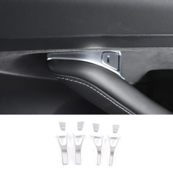 8pcs ABS Car Door Lock Button Frame Cover Inner Door Lock Switch Trim Frame for Tesla Model 3 & Model Y 2018-2020 (Pear Wood Grain)