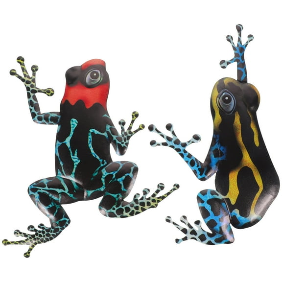 FONDOTIN 2Pcs Frog Wall Hangings Blue Iron for Business Owners 11.8x6.7in