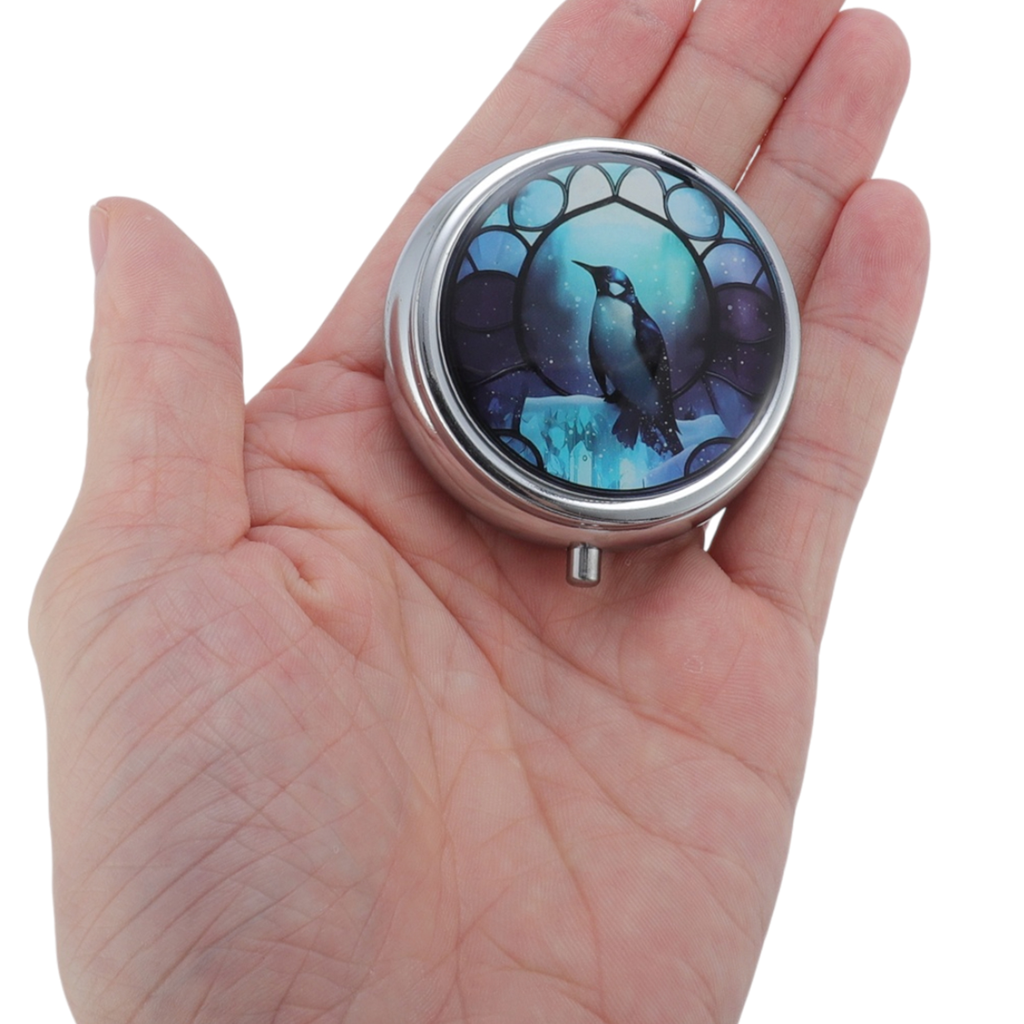 Unique Bargains 3 Grid Durable Design Round Pattern Design Pill Case 1 Pc [Animal]