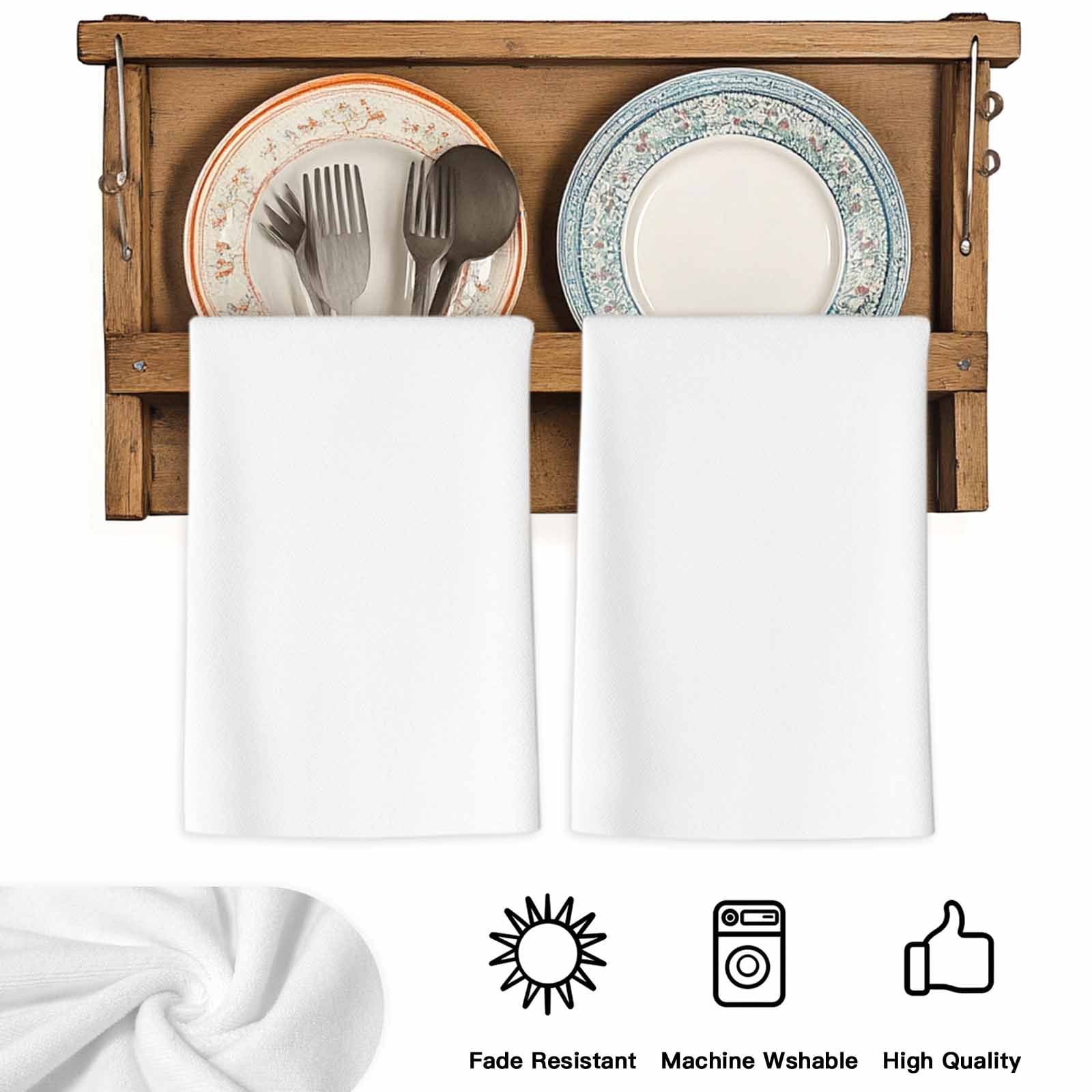 Pure White Kitchen Towels Set of 3, Simple Solid Color Soft Microfiber Dish Towels, Absorbent Quick-Dry Washable Dishcloths for Kitchen Cleaning, Drying Dishes, 18x28 Inches