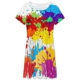 thumbnail image 3 of Splatter Color Background Women's Dress Short Sleeve Summer Sundress Summer Women Clothes, 3 of 7