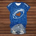 thumbnail image 4 of Women Sequin Football T Shirts Game Day Heart Graphic Short Sleeve Crewneck Tops Trendy Casual Summer Classic Fit Tees Z001-Blue L, 4 of 5