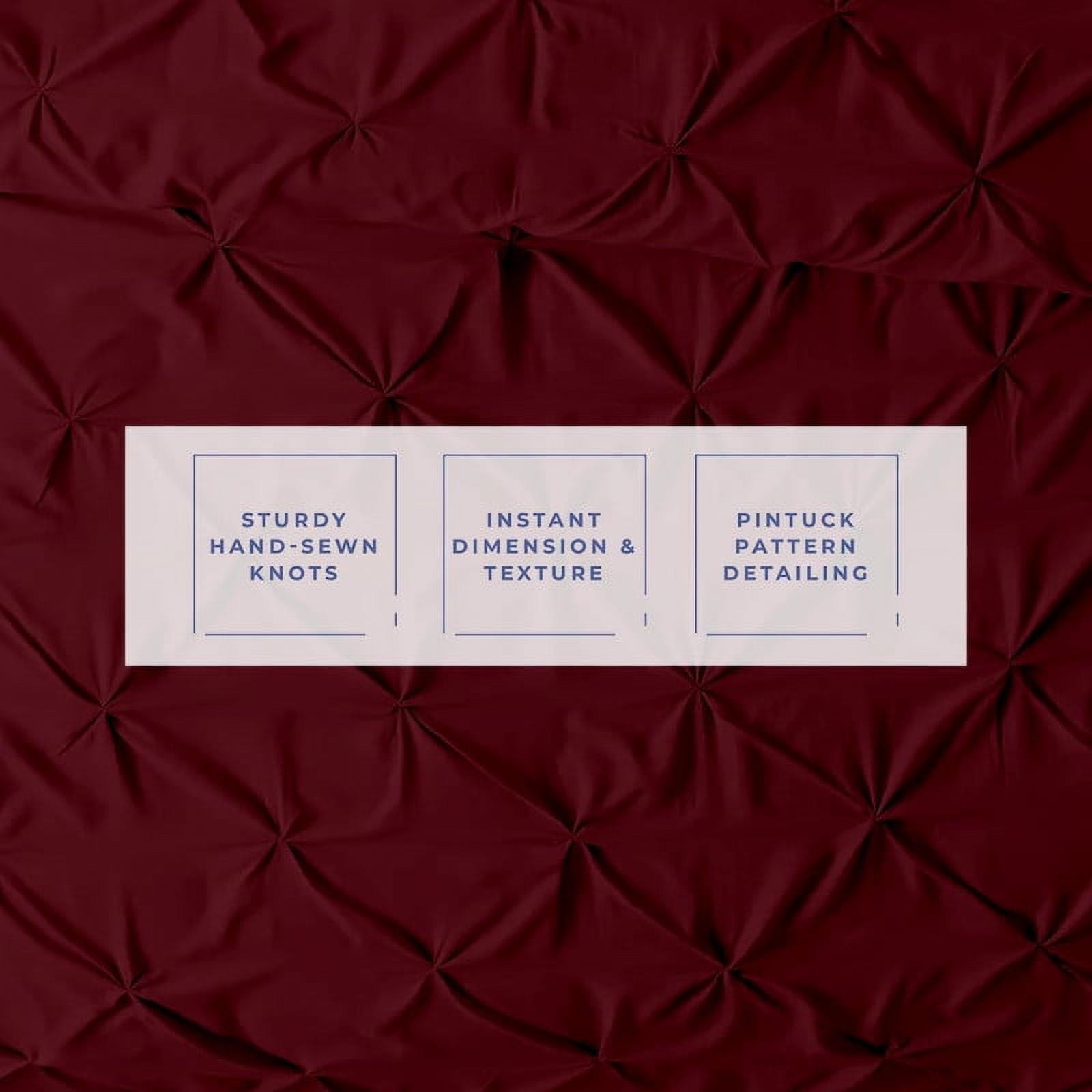 Kotton Culture 600TC Pinch Pleated Duvet Cover, 100% Egyptian Cotton (Burgundy, Queen/Full, 1 Piece)