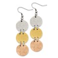 thumbnail image 1 of Stainless Steel Tri Color Discs Dangle Earrings Drop, 1 of 6