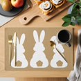 thumbnail image 2 of Easter Bunny Placemats Set of 8, Cute Rabbit Family Vintage Brown Abstract Placemats for Dining Table, Place Mats for Kitchen Tabletop, Waterproof Wipeable Dining Table Mats Set, 2 of 9