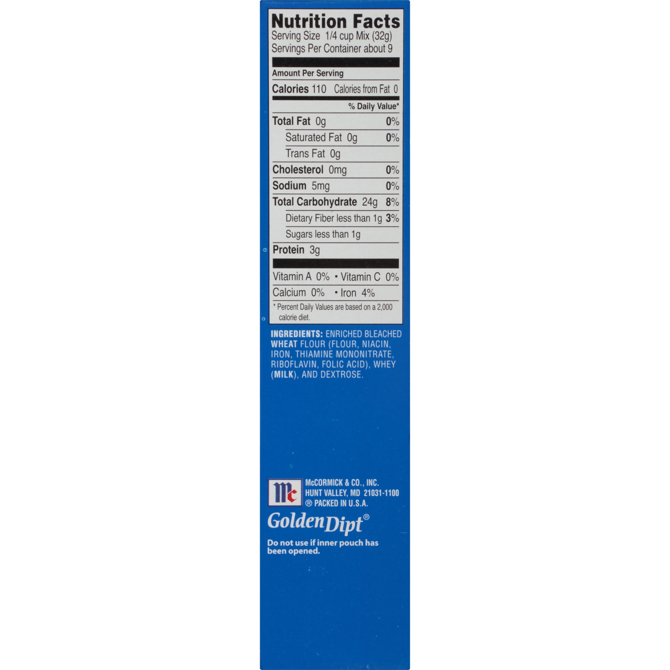 McCormick GOLDEN DIPT Cracker Meal Seafood Fry Mix, 10.0 oz Box