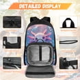thumbnail image 3 of Yspwyqan Ocean Purple Axolotl Backpack Set 4Pcs with Lunch Box Pencil Case and Water Bottle Bag, 17 Inch Double Zipper Lightweight Bookbags Fits 14" Laptop for School Travel, 3 of 7