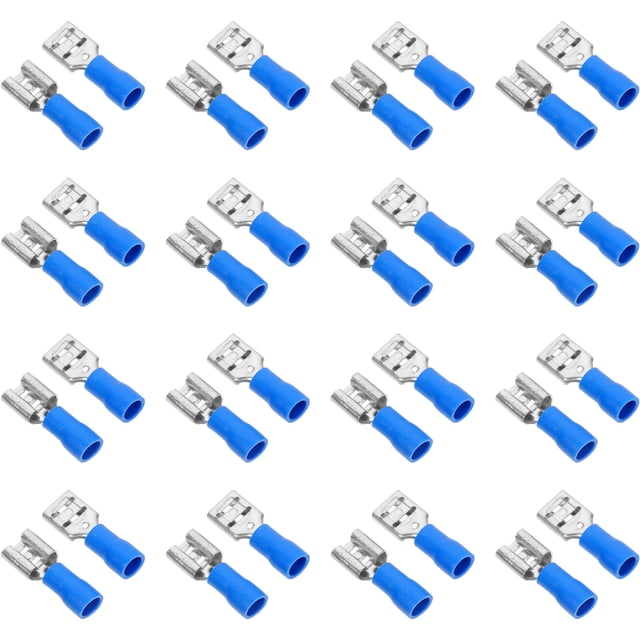 TAILTOSS 100pcs Electrical Spade Connectors Crimp Connection Spade Connector Blue for Electricians