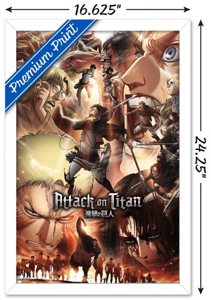 Attack on Titan: Season 3 - Key Art Wall Poster, 14.725" x 22.375", Framed