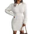 thumbnail image 1 of Vestido suéter para mujer Otoño Invierno Casual Knitdress Twist Pattern Ropa ajustada, 1 of 6