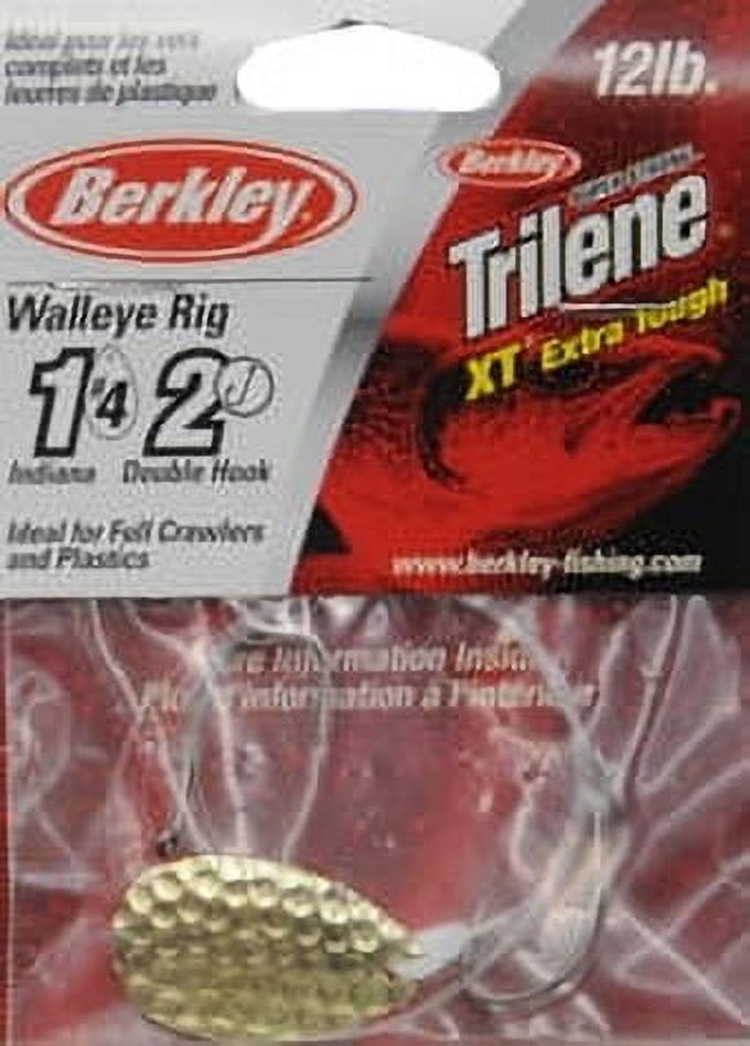 (2 pack) Berkley Walleye Mono Rig, Hammered Gold Indiana Blade, 4
