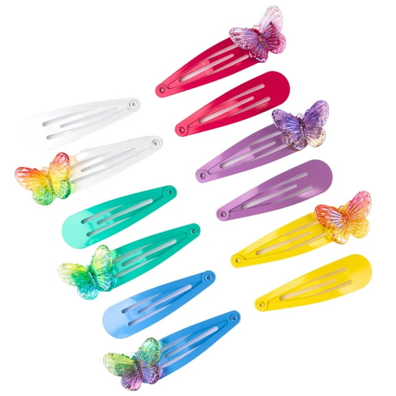 Claire's Floral Snap Hair Clips, Featuring Classic Multi-Colored Style, and Whimsical Butterfly Design, Make Ideal Hair Accessories for Fine Hair, 12-Pack