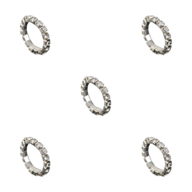 Guardoinrt Bague Incrustée Exquise en Alliage Durable avec Diamants Scintillants pour une Sensation Luxueuse Argent 1 Rangée 5Set