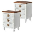 thumbnail image 7 of 19" Vintage Farmhouse End Table with Floral Knobs, Rustic Nightstand with 3 Drawers & Gourd Legs, Wood Bedside Table, Sofa Accent Table, Fully Assembled, White, 7 of 7