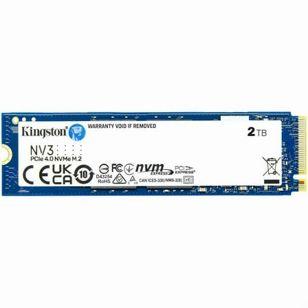 Kingston NV3 2 TB Solid State Drive - M.2 2280 Internal - PCI Express NVMe (PCI Express NVMe 4.0 x4) - Notebook, Desktop PC Device Supported - 640 TB TBW - 1 Each