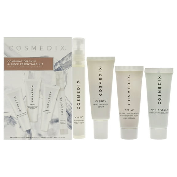 CosMedix Combination Skin Essentials 4 Pc Kit - 0.5oz Purity Clean, 0.5oz Define, 0.5oz Clarity, 0.5oz Mystic