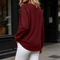 thumbnail image 6 of Warop Fall Long Sleeve Shirts for Women Solid Color Crew Neck Tops Sleeves with Deco Buttons Casual Loose Sweatshirt, 6 of 7