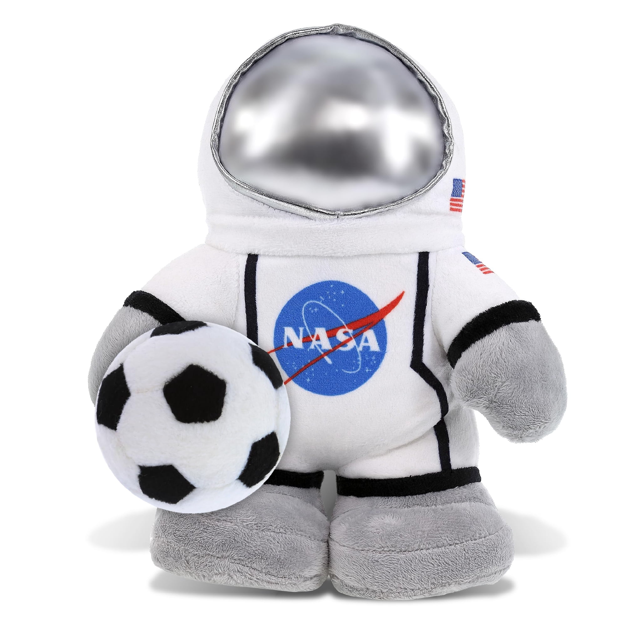 DolliBu Standing Astronaut Stuffed Doll with Soccer Ball Plush - Huggable Astronaut, Adorable Playtime Plush Toy, Cute Space Themed Gift, Super Soft Stuffed Doll Toy for Kids, Adults - 9 Inches