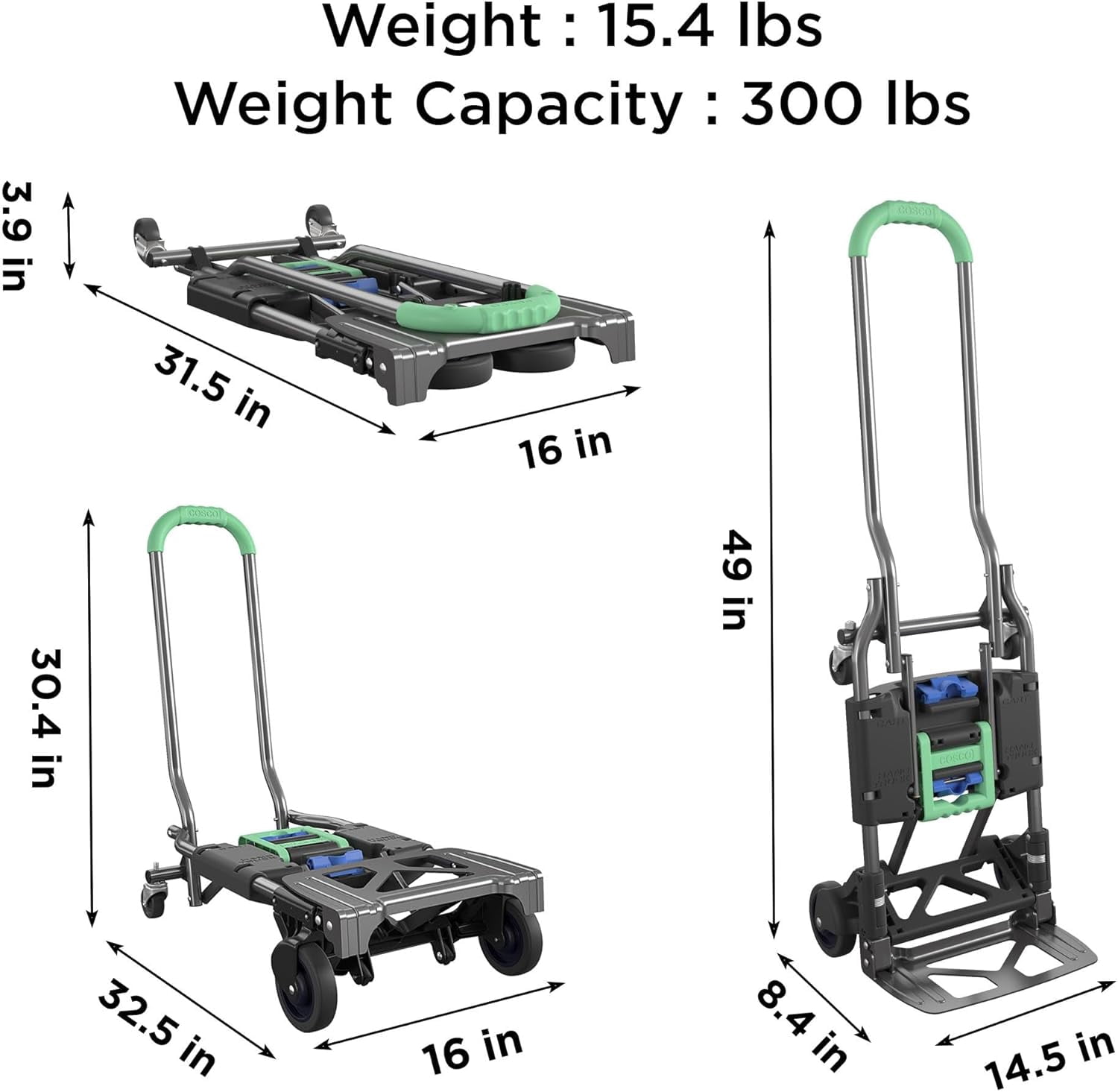 Multi-Position Folding Hand Truck and Cart,