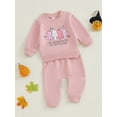 thumbnail image 5 of Baby Toddler Girl 2Pcs Fall Outfits 0 6 12 18 24 Months 2T 3T Long Sleeve Pumpkin/Ghost Print Sweatshirt + Pants Set Clothes, 5 of 9