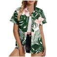 thumbnail image 2 of Byworldtasic Women's Collared Shirt Womens Hawaiian Shirt Soft Cool Summer Hawaii Shirts Floral Tropic Print V Neck T-Shirt Short Sleeve Button Up Tops Multicolor-4, 2 of 4