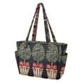 thumbnail image 2 of FORMRS Tote Bag for Women Quilted Large Capacity Travel Work Carry On Shoulder Handbag, Beige Striped Trees, 2 of 7