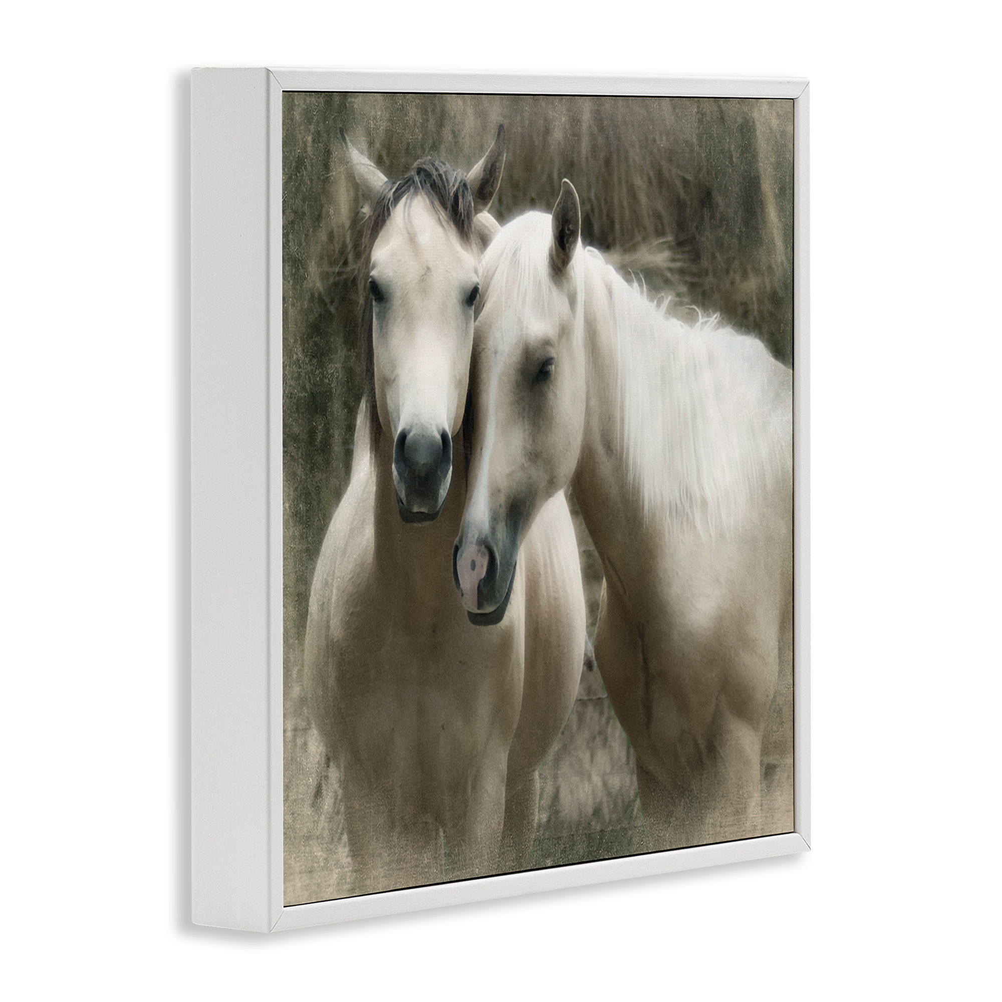 Stupell Industries Snuggling Horses on Farm Animals & Insects Painting White Framed Art Print Wall Art, 24 x 24