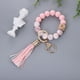 thumbnail image 2 of Llavero de silicona de cuentas pulsera llavero pulsera de cuentas con borla de cuero para las mujeres, 2 of 2