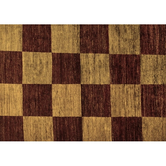 Ahgly Company Indoor Rectangle Checkered Brown Modern Area Rugs, 4' x 6'