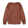 thumbnail image 4 of EDFBUYKRS Female Sweaters Womens Sweaters Hoodies Ribbed V Neck Pullover Sweatshirts for Fall Outfits Fall Sweater L, 4 of 5