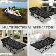 Slsy Oversized XXL Folding Camping Cot, Portable Folding Cots Folding Bed for Adults, Heavy Duty Outdoor Sleeping Cot Guest Bed with 2 Sided Mattress & Carry Bag