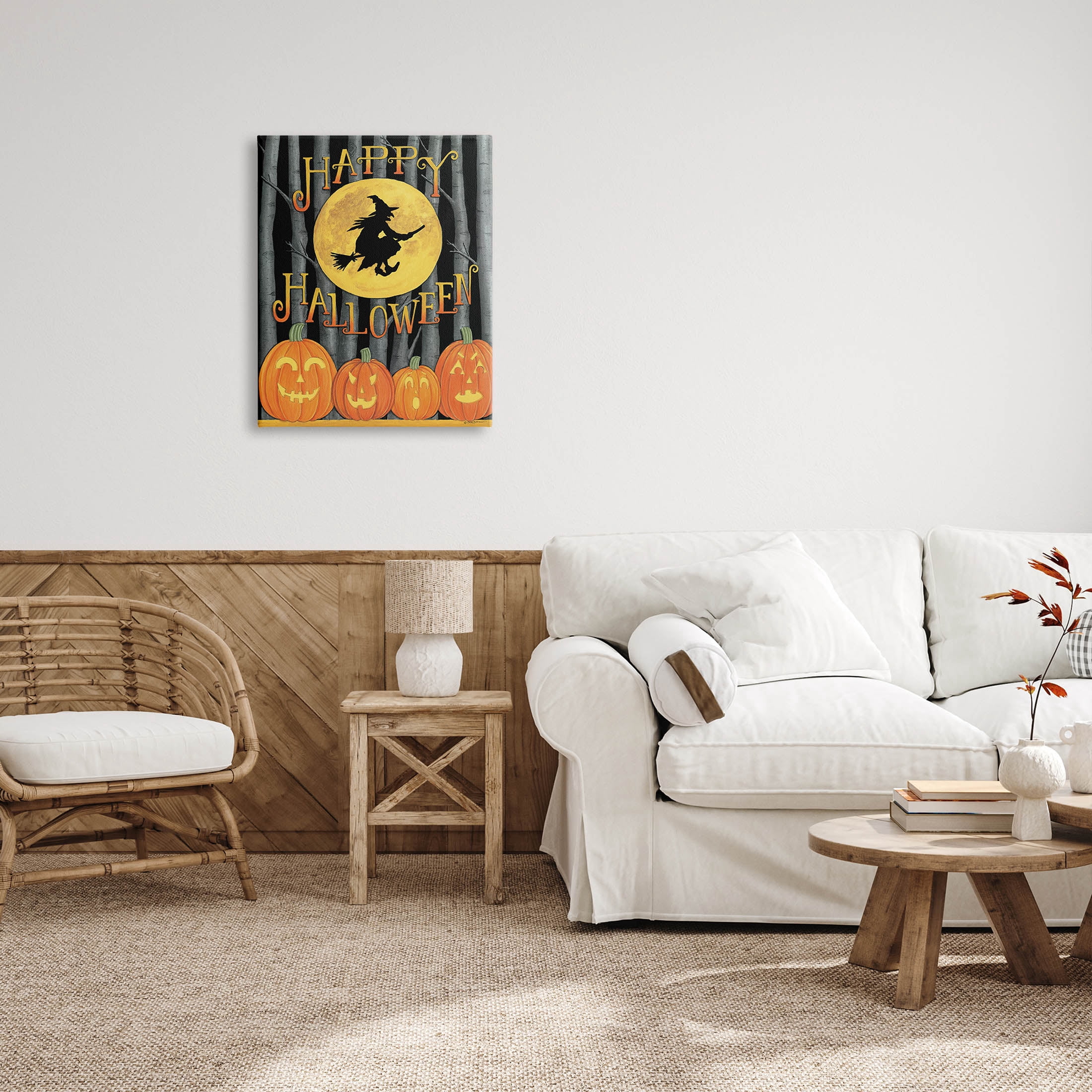 Happy Halloween Forest Witch Holiday Graphic Art Gallery Wrapped Canvas Print Wall Art