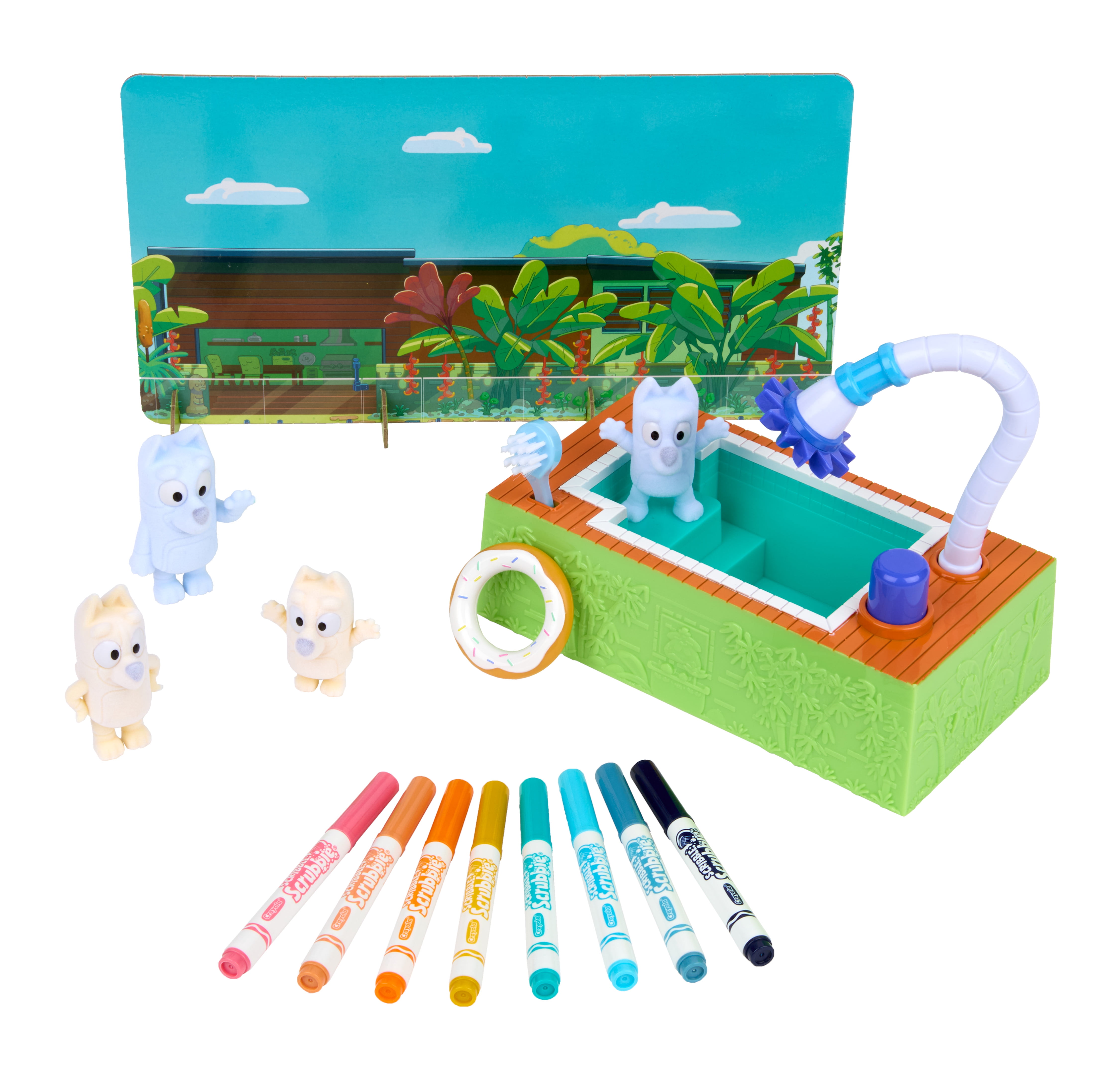Crayola Scribble Scrubbie Pets Bluey Poolside Playset (4ct), Bluey