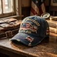 thumbnail image 4 of ZROVA Vintage USA 250th Anniversary Hats 2 Pack - 1776-2026 Distressed Baseball Caps with Embroidered Flag, Washed Denim Dad Hats, 4 of 9