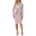 thumbnail image 1 of INSPIRE CHIC Conjunto de Falda de 2 Piezas para Mujer, Blazer Peplum, Falda Lápiz de Cintura Alta, Atuendo de Trabajo S Rosa, 1 of 6