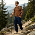 thumbnail image 6 of Resicozy Baggy Wide Leg Cargo Sweatpants for Men Elastic Waist Relaxed Fit Lightweight with Pockets Navy 3XL, 6 of 6