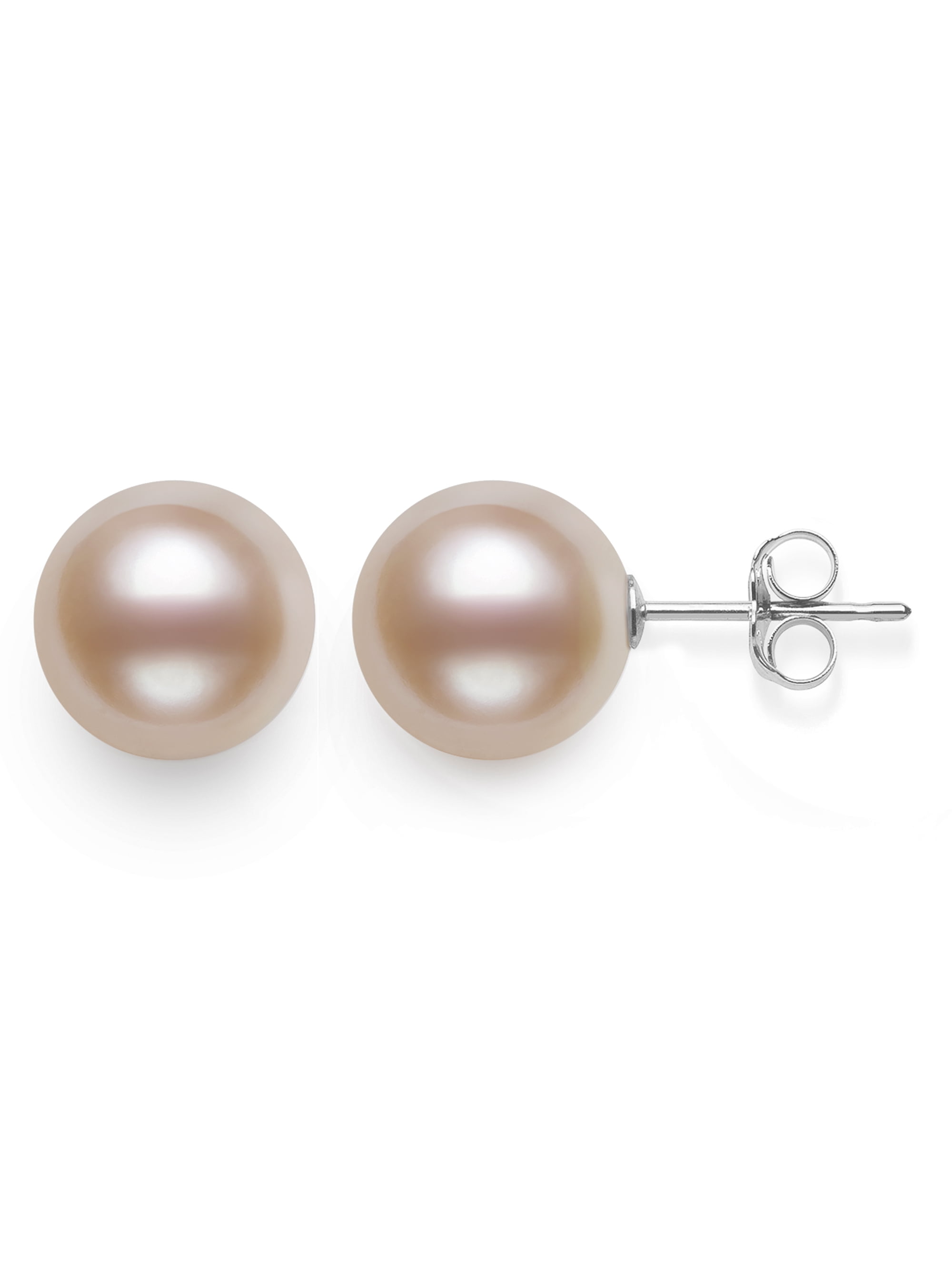 9.0-10.0 mm AAA Pink to Peach Freshwater Cultured Pearl Stud Earrings 
