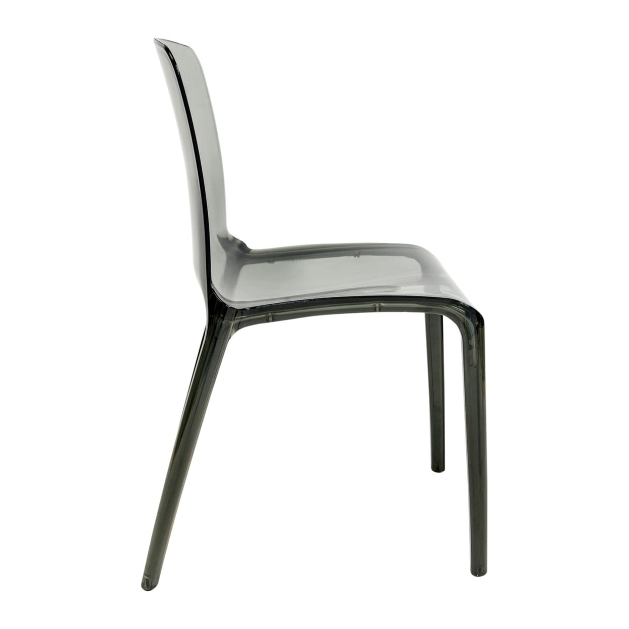 LeisureMod Murray Mid-Century Modern Dining Chair - Transparent Black Acrylic, Ergonomic Design, Stackable