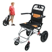 Piweml Wheelchair for Adults Lightweight Foldable Transport Wheelchair with Handbrake, 15.75-inch Wide Seat Portable Folding Travel Wheel Chairs for Seniors, Support 176lbs